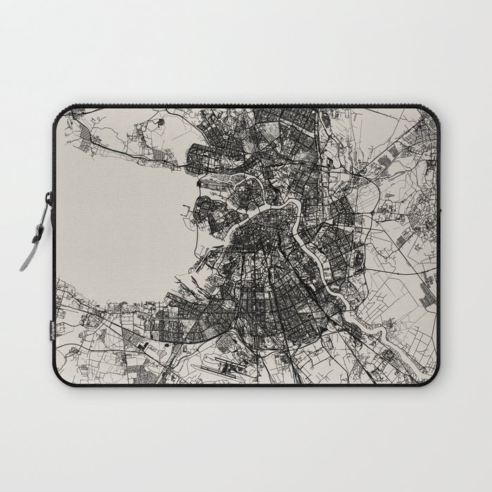 Russia, Saint Petersburg Map - Black and White Laptop Sleeve