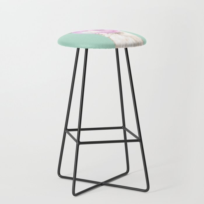 Bubble Gum Popped on Llama (2 in series of 3)  Bar Stool