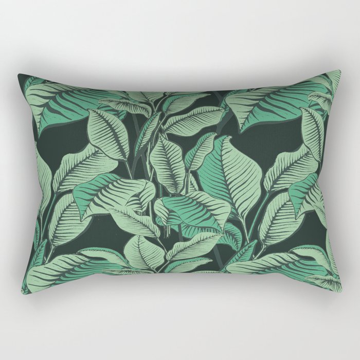 Exotic Tropical Banana Palm Leaf Print Rectangular Pillow