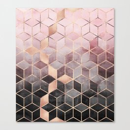 Pink And Grey Gradient Cubes Canvas Print