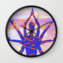 Kali Goddess Sunset Landscape with Tribal Glitch Pattern Wall Clock