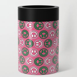 Green & Pink Smileys Pattern Can Cooler