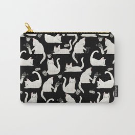 Bad Cats Knocking Things Over, Black & White Carry-All Pouch