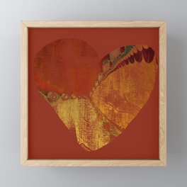 Southwestern Sunset Heart - grungy heart, copper orange ochre boho Framed Mini Art Print