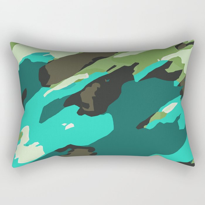 green blue and brown painting abstract background Rectangular Pillow