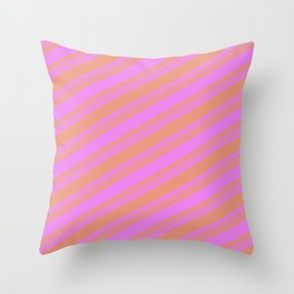 [ Thumbnail: Violet and Dark Salmon Colored Striped/Lined Pattern Throw Pillow ]