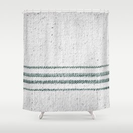 Farmhouse Grain Sack Camp Green Stripes Shower Curtain