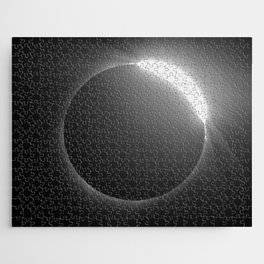 Diamond Ring - Total Solar Eclipse with Diamond Ring Effect in Black and White Jigsaw Puzzle