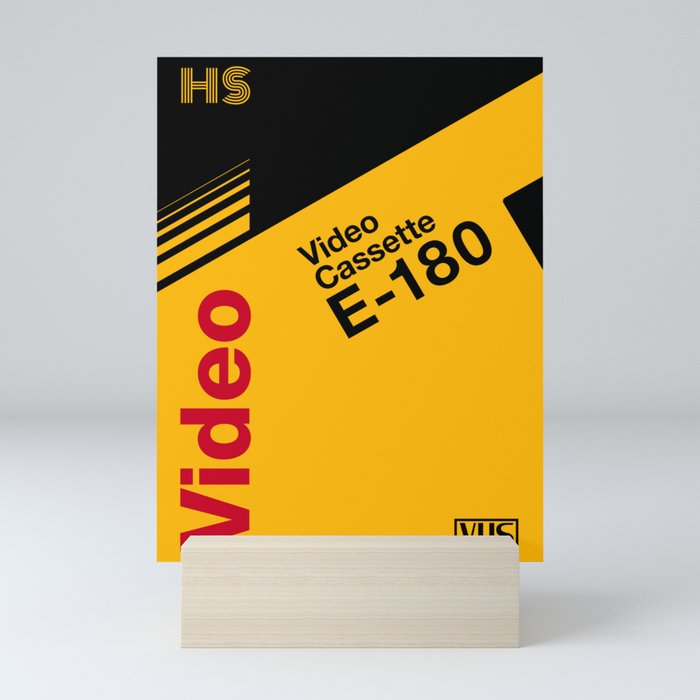 VHS cassette, case E-180 - retrowave poster, retrowave art Mini Art Print