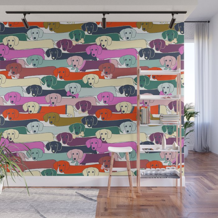 colored doggie pattern Wall Mural
