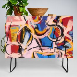 Abstract expressionist art with some speed and sound Credenza