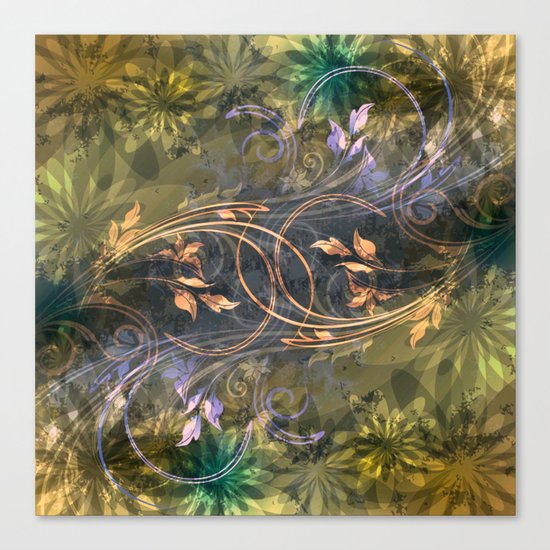Earth Tone Floral Leaf Swirl Abstract Canvas Print