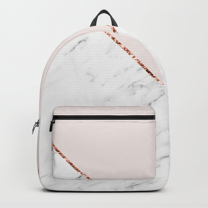 Peony blush geometric marble Backpack by marbleco Society6