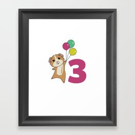 Guinea Pig Third Birthday Balloons Framed Art Print
