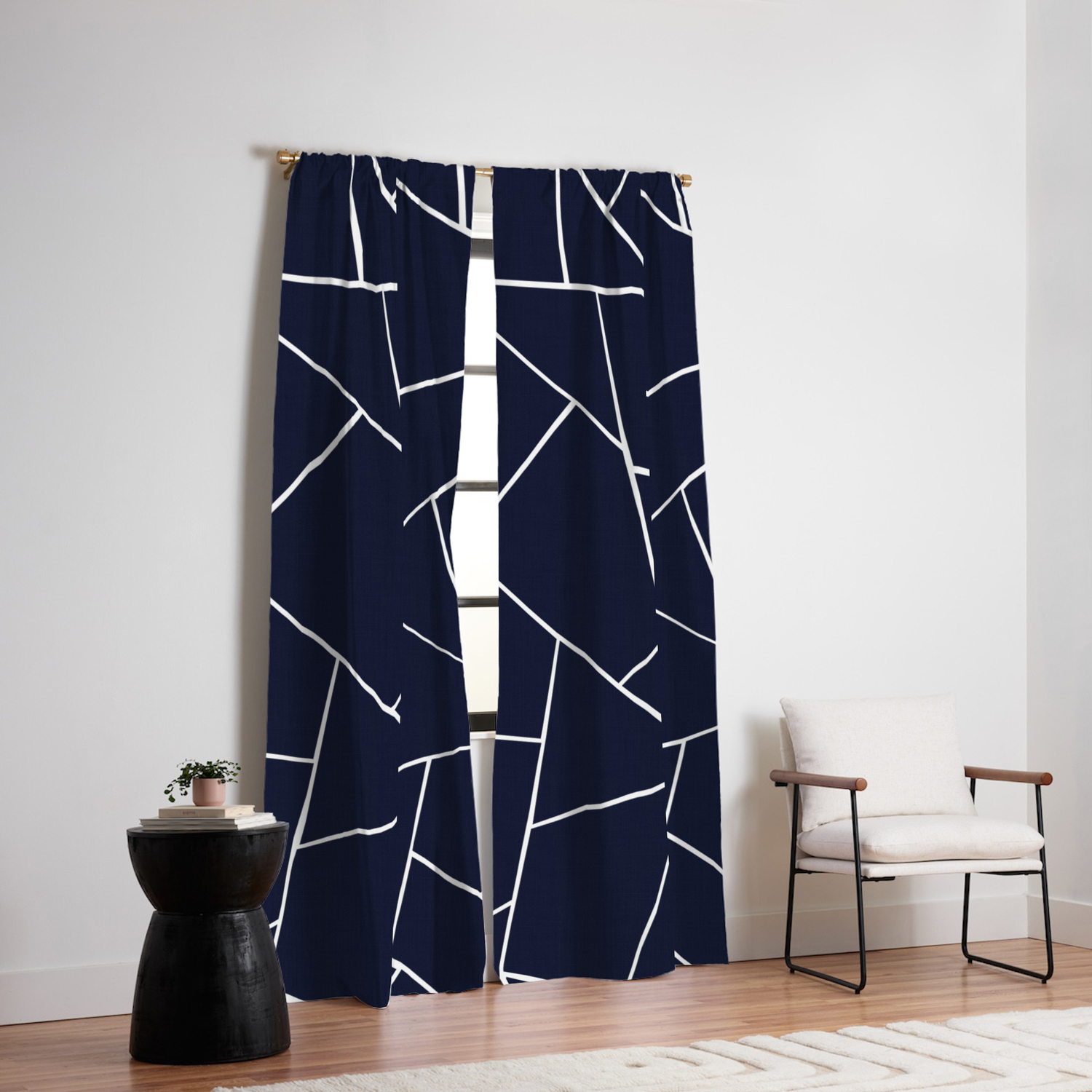 Navy Blue Geometric Glam 1 Geo Decor Art Society6 Blackout