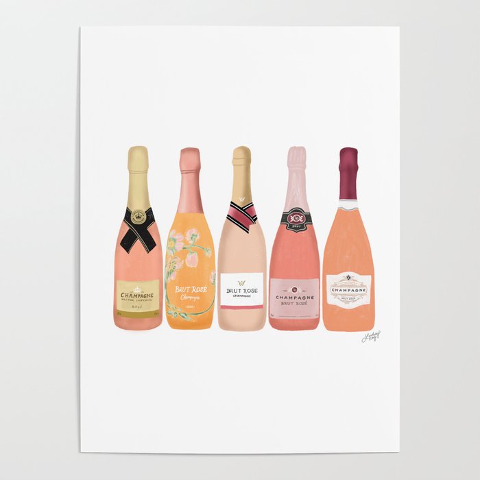 Rose Champagne Bottles Poster by Lindsey Kay Co | Society6