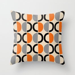 Mid Century Decor 548 Beige Black Gray and Orange Throw Pillow