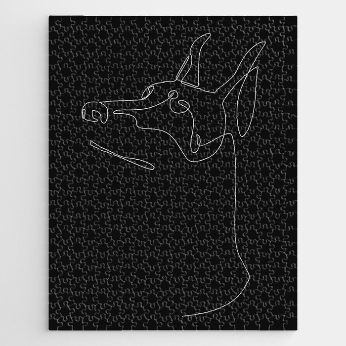 Black Dobermann / black dog head drawing Jigsaw Puzzle