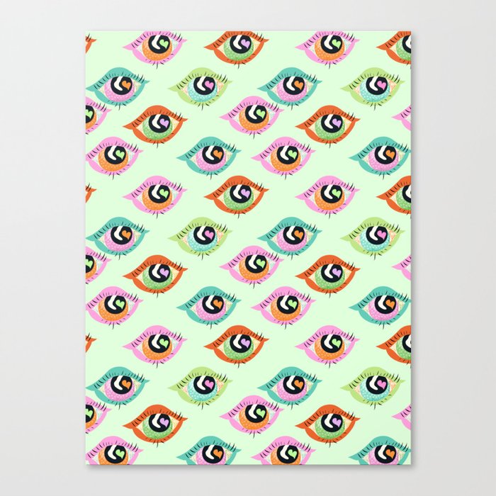 Retro Eyes Green Canvas Print