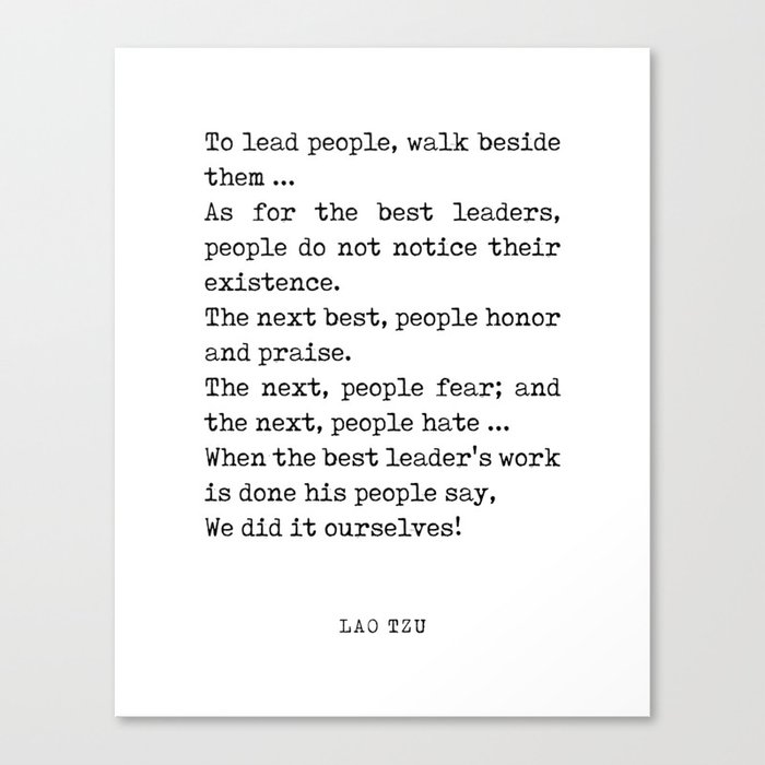 The best leader - Lao Tzu Quote - Literature - Typewriter Print Canvas Print