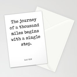 The journey of a thousand miles - Lao Tzu Quote - Literature - Typewriter Print Stationery Card
