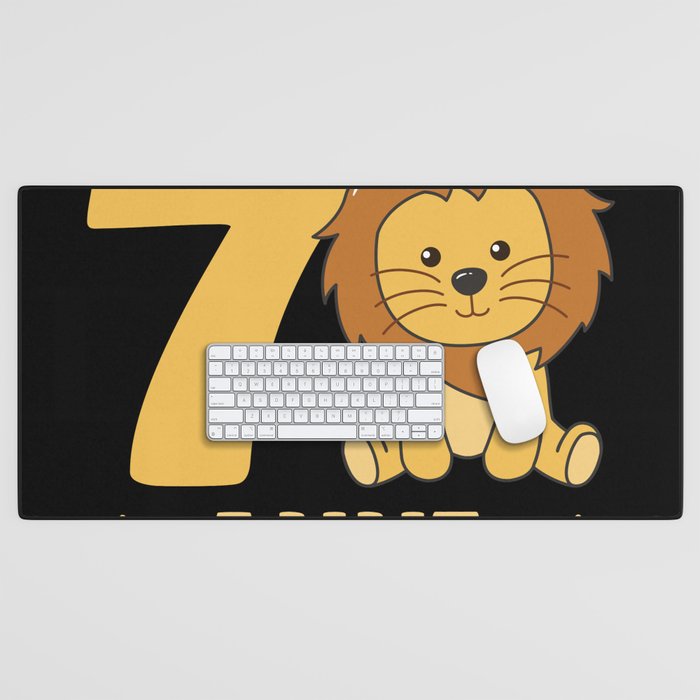 Children 7th Birthday Leo Seven Years Old Leo Desk Mat