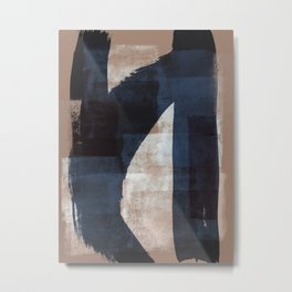 Just Tan and Indigo 3 | Expressive Minimalist Abstract Metal Print