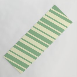 [ Thumbnail: Dark Sea Green and Light Yellow Colored Striped/Lined Pattern Yoga Mat ]