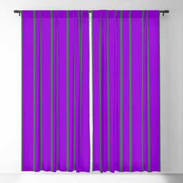 [ Thumbnail: Dark Violet and Forest Green Colored Lined/Striped Pattern Blackout Curtain ]