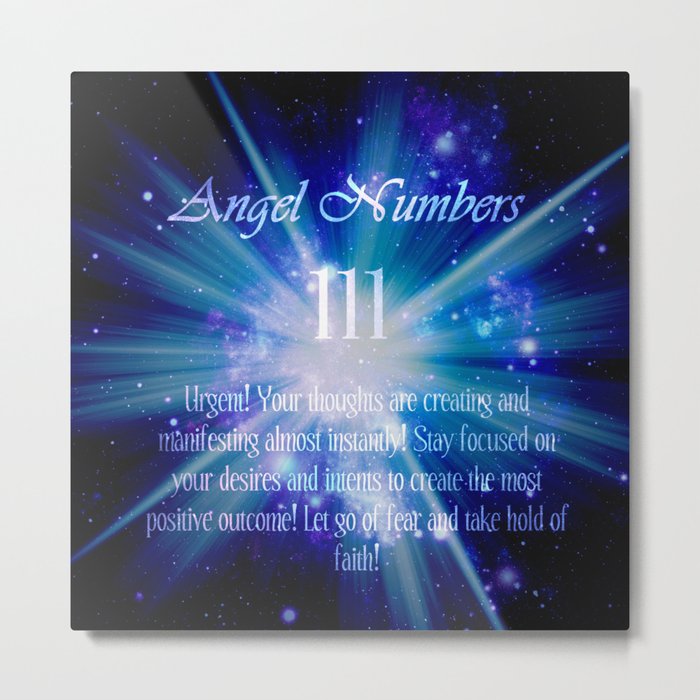 111 Angel Numbers Blue Motivational Affirmation Metal Print