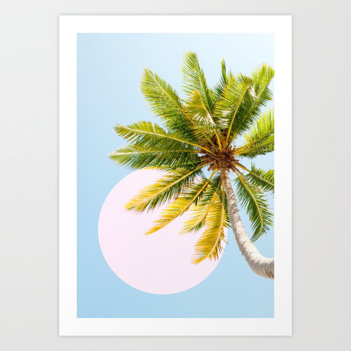 08_Palm trees pink sun Art Print