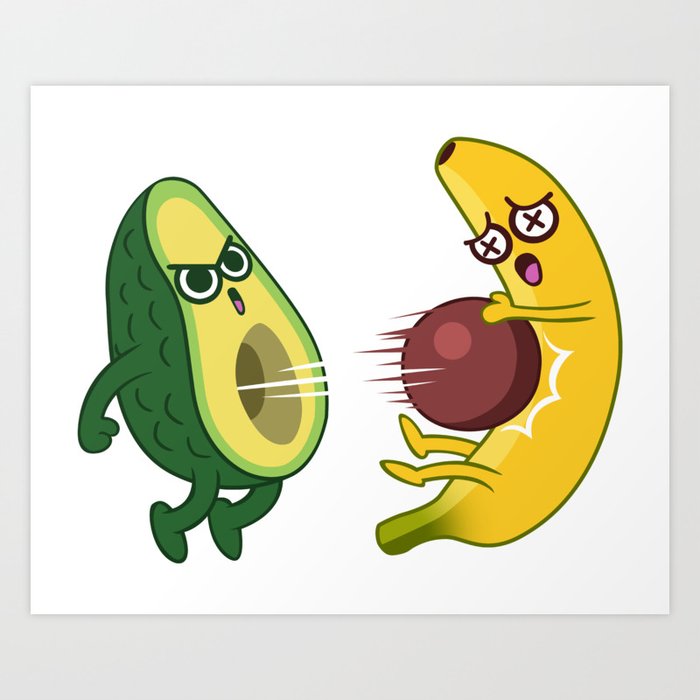 Avocado vs Banana Art Print by Art-berto.