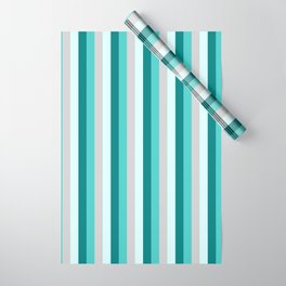 [ Thumbnail: Teal, Light Cyan, Light Gray & Turquoise Colored Pattern of Stripes Wrapping Paper ]