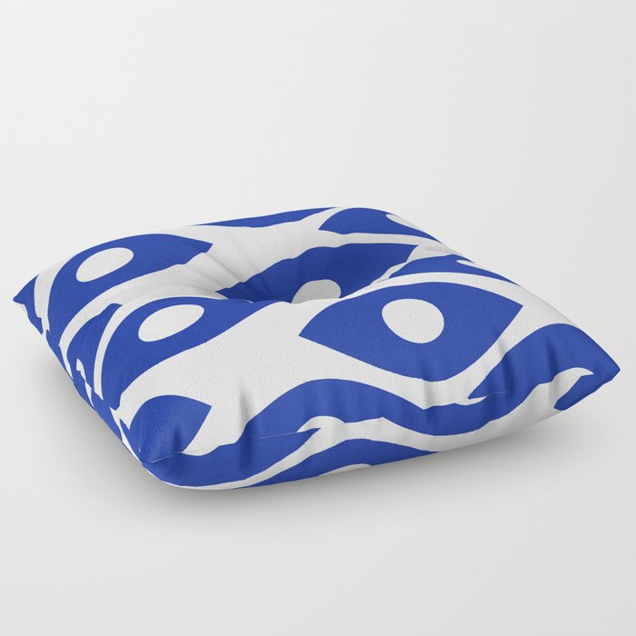 Blue and White Pattern Fish Eye Design Floor Pillow