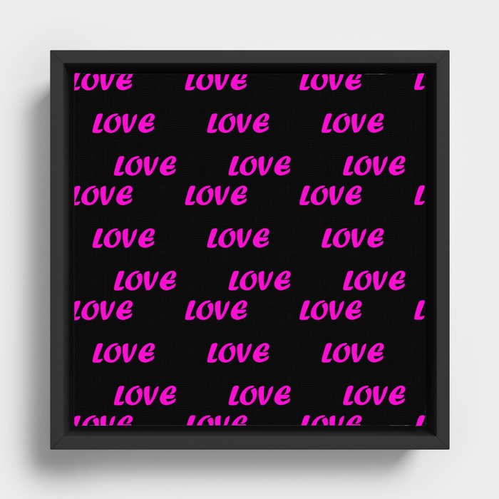Pink And Black Trendy Modern Love Collection Framed Canvas