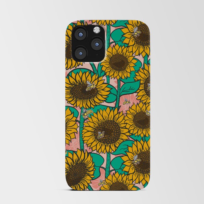 Cheery Sunflowers on Pink iPhone Card Case