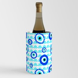 Evil Eye Charms Blue and White Pattern Wine Chiller