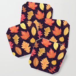 Autumn Leaves - dark plum Coaster