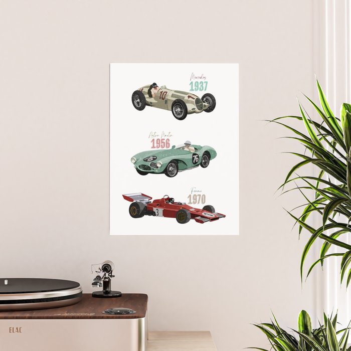 Vintage Formula 1 Blauw by Poster Society6 | Goed Cars