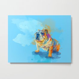 English Bulldog Digital Art Metal Print