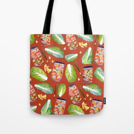Kimchi Ingredients Spicy Fun Fermentation Watercolor Red Tote Bag