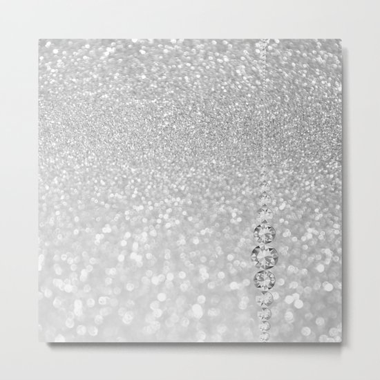 Diamonds are girls best friends III- Silver elegant glitter effect Metal Print