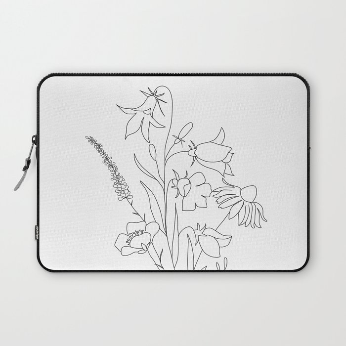 Small Wildflowers Minimalist Line Art Laptop Sleeve By Nadja1 Society6,Face Line Art Transparent