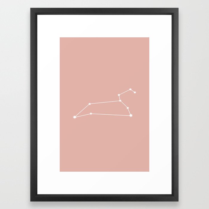 Leo Zodiac Constellation - Pink Rose Framed Art Print by ...