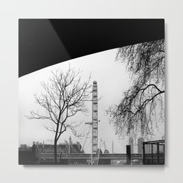 Under the Bridge Metal Print | Millenniumwheel, Digital, Londoneye, Cityscape, Black And White, London, Photo, Bridge, City 