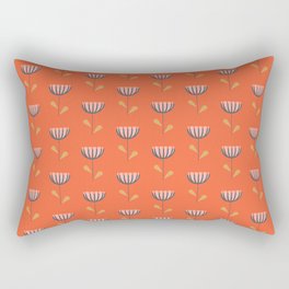 Scandi Folk Flowers Pattern in Orange Rectangular Pillow