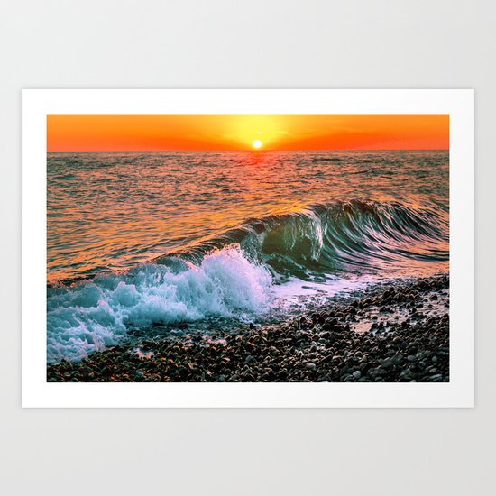 Sunset splash Art Print