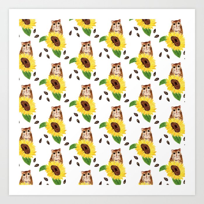 Sunflower Hamster Version 2 Art Print