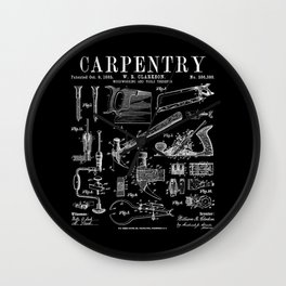 Carpentry Carpenter Tools Handyman Vintage Patent Print Wall Clock