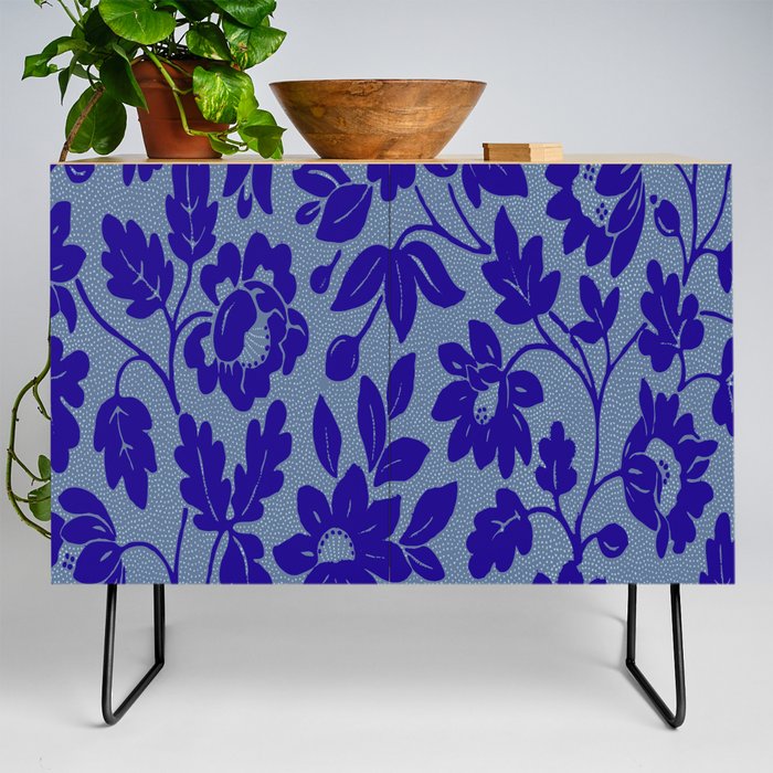 William Morris Blue Floral Pattern,Art Nouveau,Decorative,Vintage Arts And Crafts, Credenza
